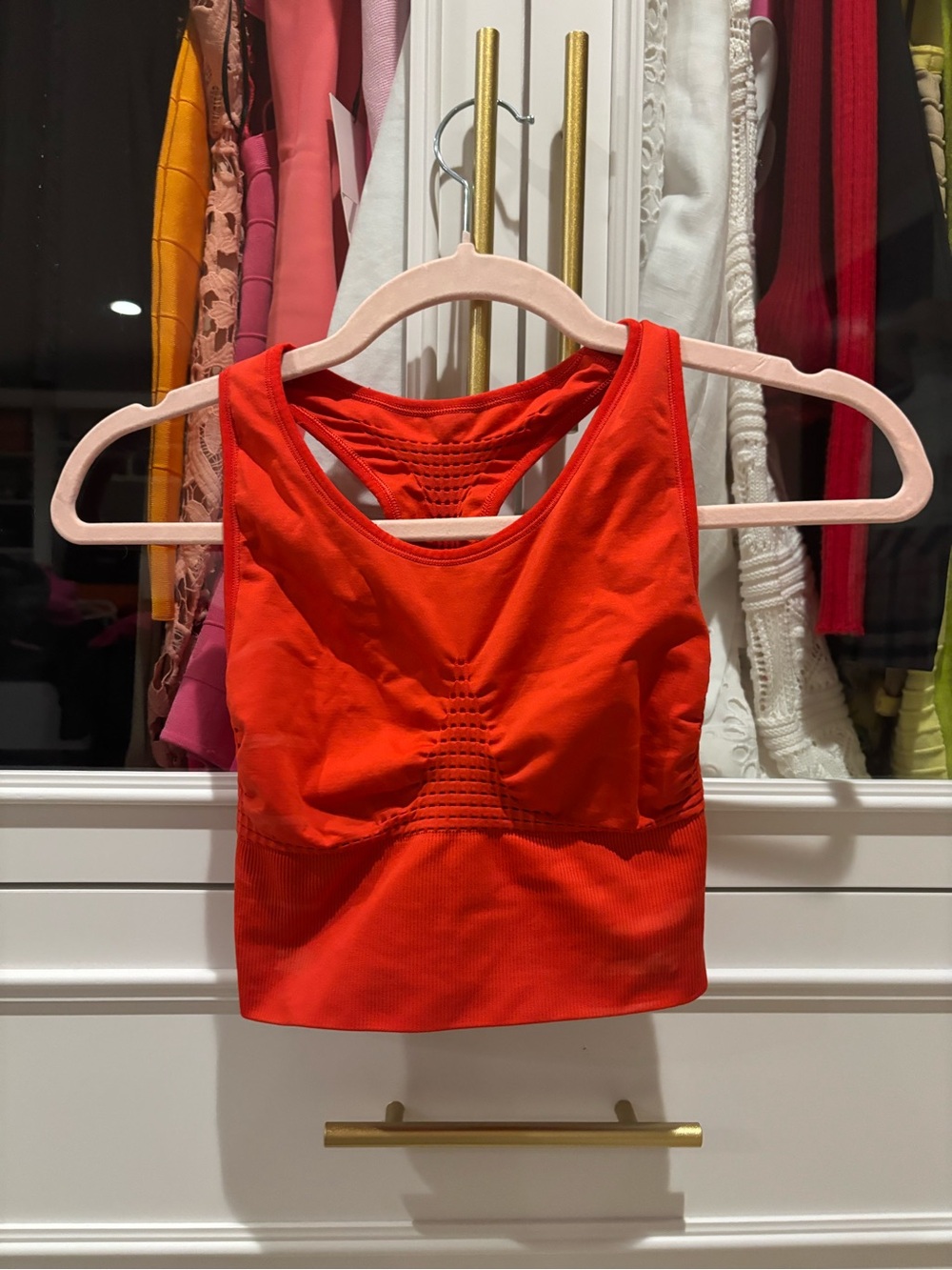 Sweaty Betty Red Seamless Crop Sports Bra
